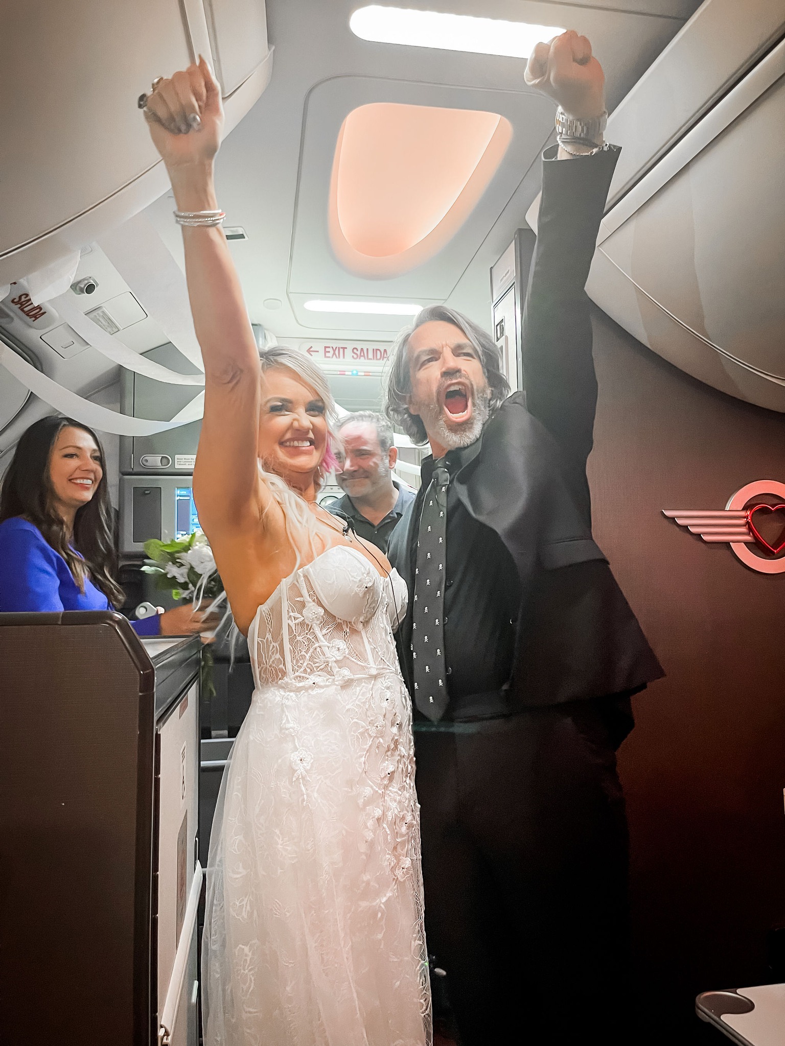 After missing their wedding, the couple got married on the plane in an impromptu ceremony