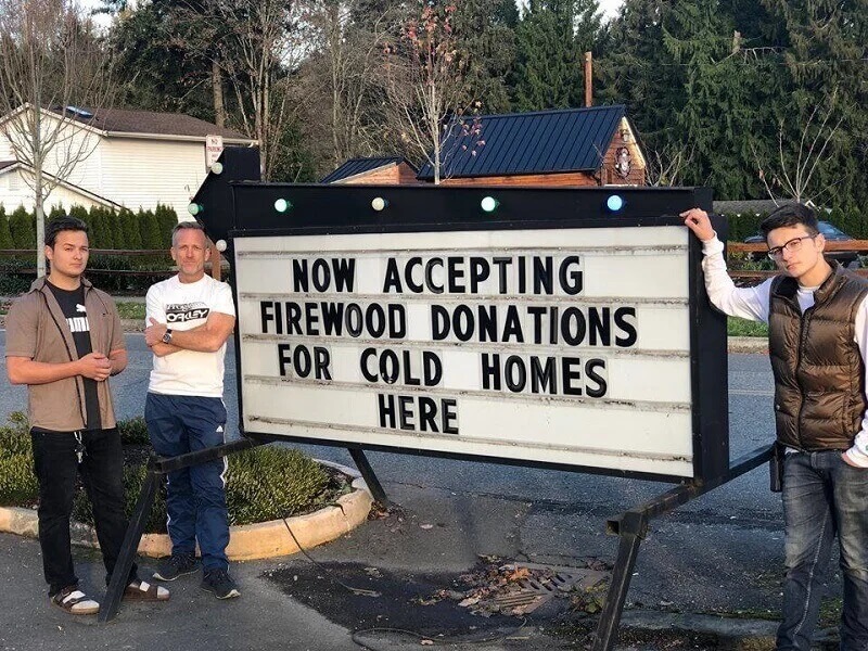 A father and his sons chopped up 80 truckloads of firewood and distributed it to the needy